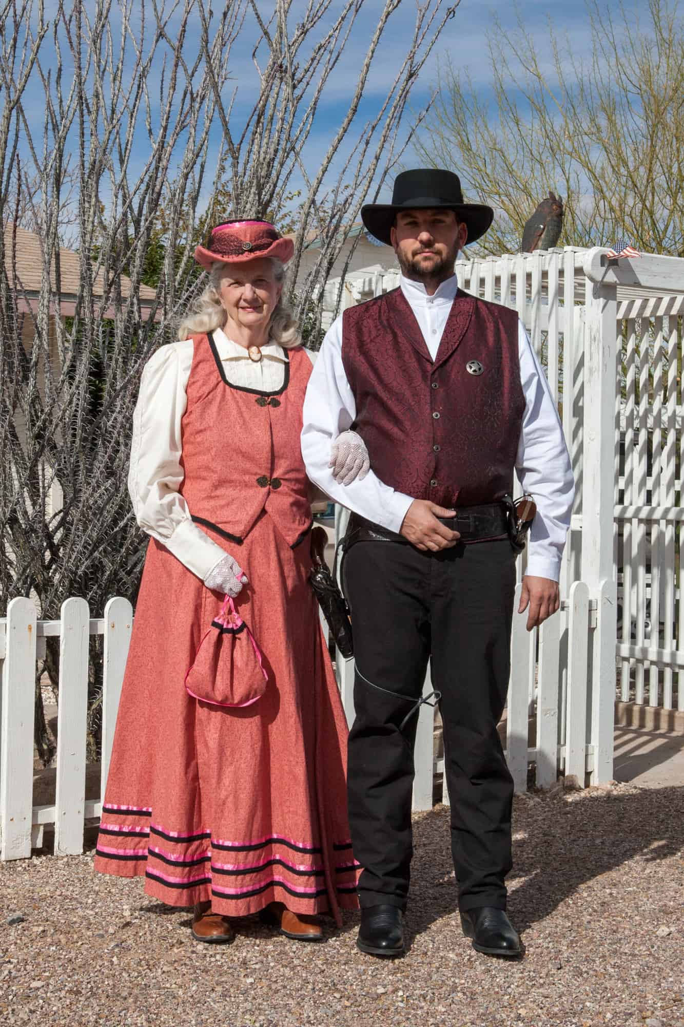 John from traveling in focus along with his mother Norma dress in period wear to look like they belong in the Old West