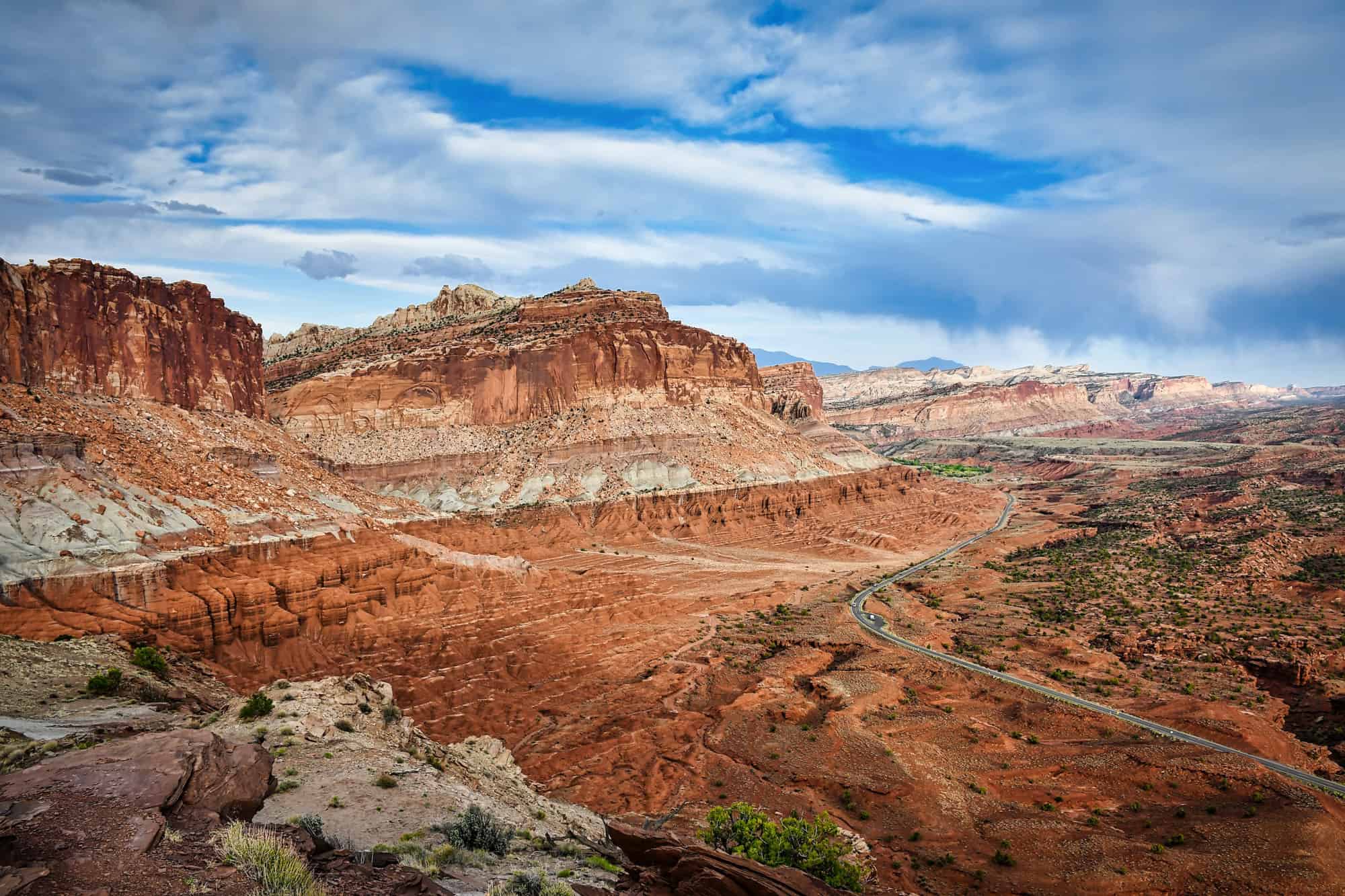 the red cliffs and mountains of capitol reef national park