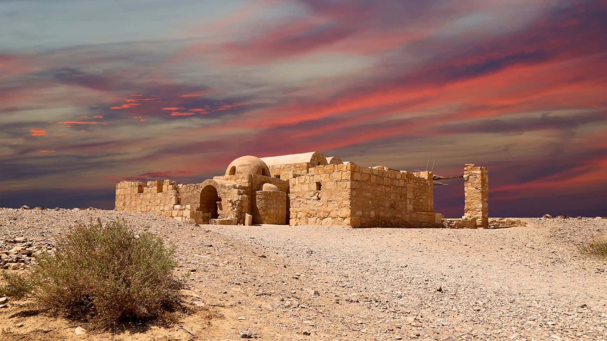 Quseir (Qasr) Amra desert castle near Amman, Jordan. World heritage with famous fresco's. Built in 8th century by the Umayyad caliph Walid II
