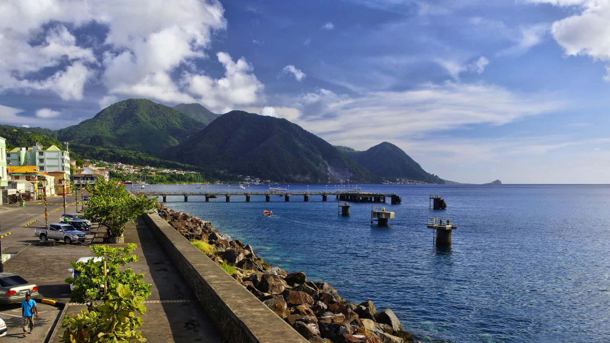 ROSEAU, DOMINICA - JANUARY 9, 2017 - A panorama of Roseau city on January 9, 2017. Roseau is the capital of Dominica island, Lesser Antilles
