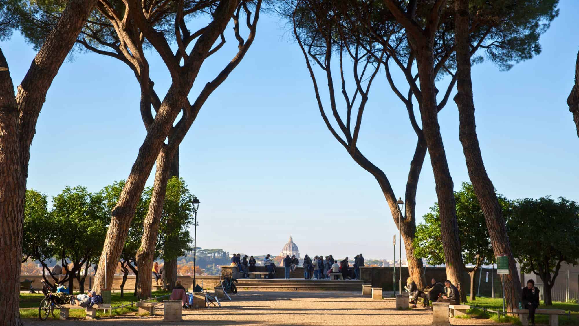 Rome, Italy - 01 04 2025: Panorama from the Orange Trees Garden (Giardino degli aranci).