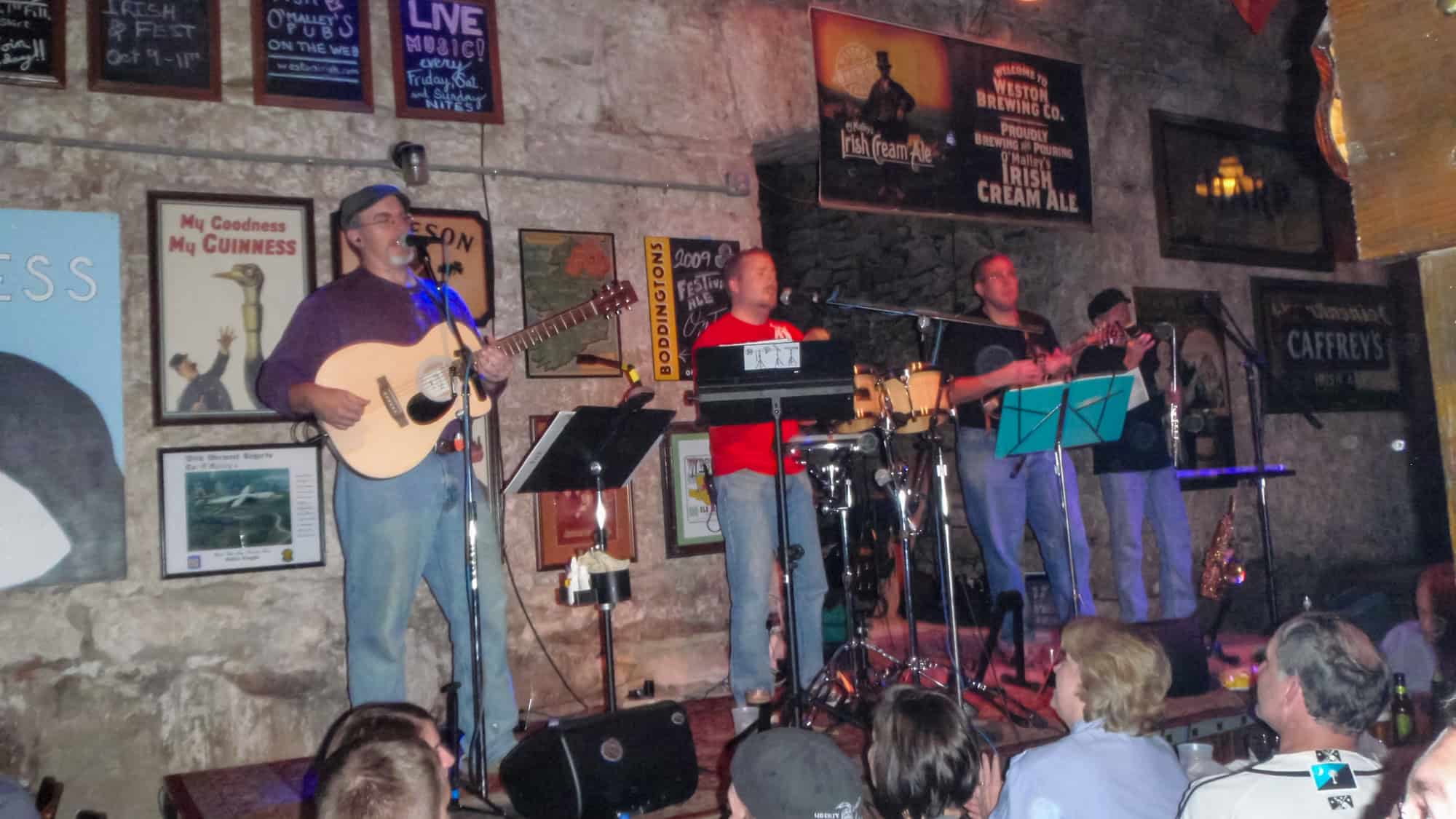 A band plays in an underground chamber in Weston, Missouri
